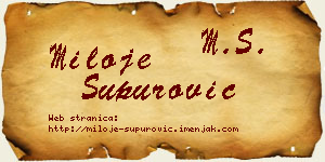 Miloje Supurović vizit kartica
